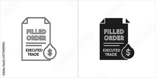 Filled order and executed trade
