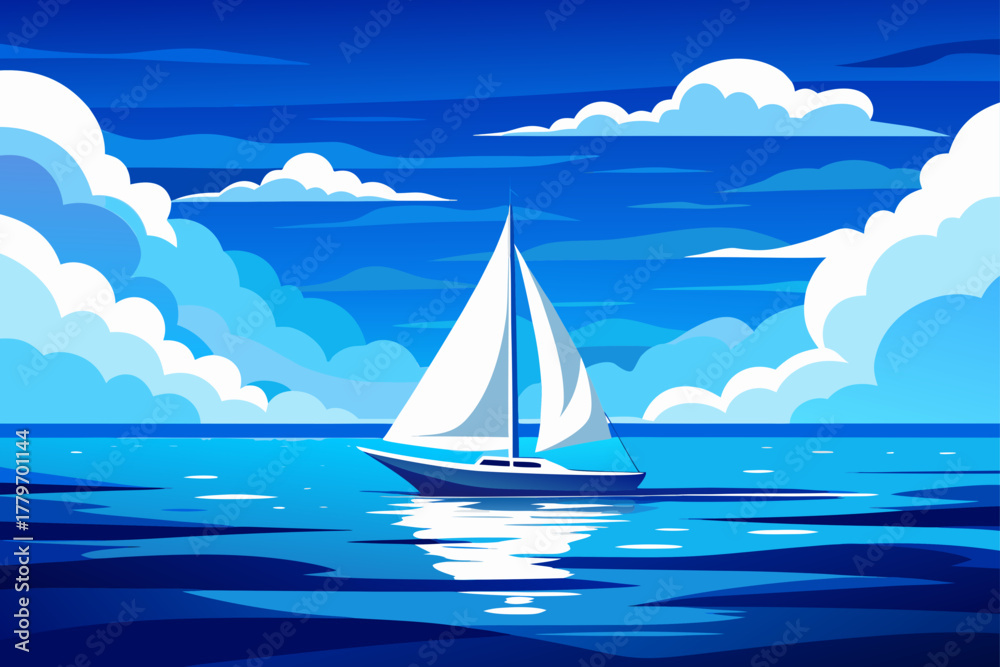 Naklejka premium Sailboat on the sea day