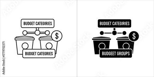 Two smartphone camera lens icons, one outlined and one solid black