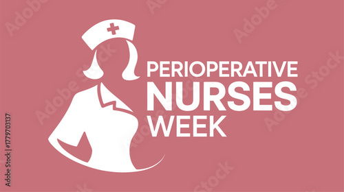 Perioperative Nurses Week Celebration: White Nurse Silhouette Graphic on a Dusty Rose Background for Surgical Professional Appreciation
