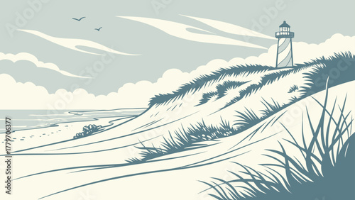 Minimalist Outer Banks sand dunes and calm sky
