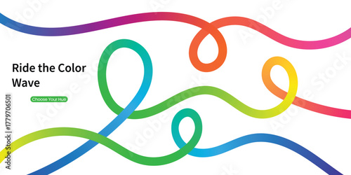 Abstract Color Lines Pattern. Vector Rainbow Gradient Ribbons. Wave Shape Flow Lines on White Background.