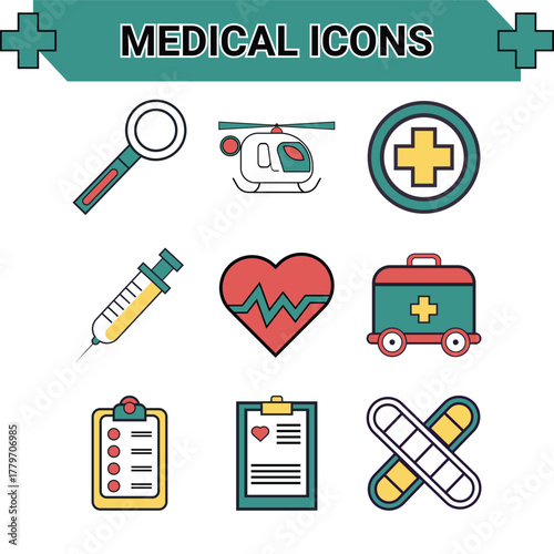 Set of twelve square flat design elements