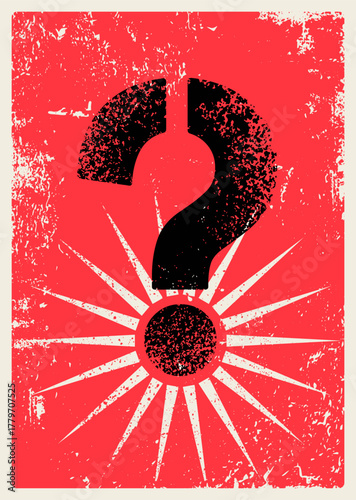 Question mark typographical grunge vintage style poster design. Retro vector illustration.