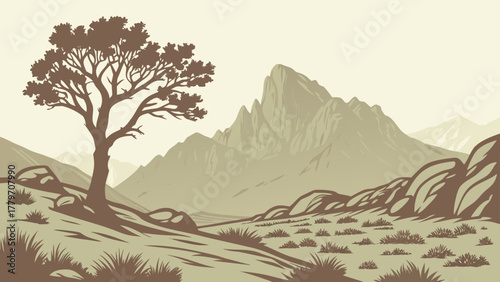 Minimalist design of Lone Pine Alabama Hills landscape

