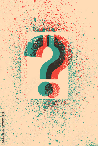 Question mark typographical grunge vintage stencil splash style poster design. Retro vector illustration.