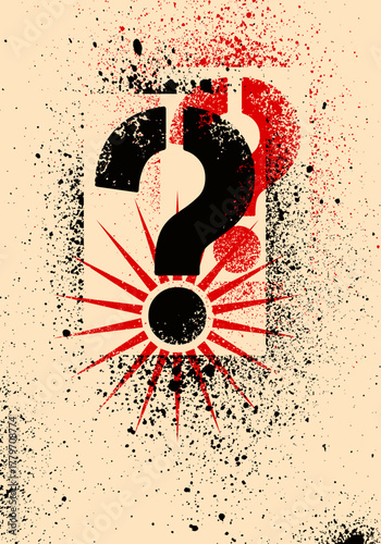 Question mark typographical grunge vintage stencil splash style poster design. Retro vector illustration.