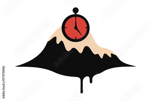 Melting clock on peak top