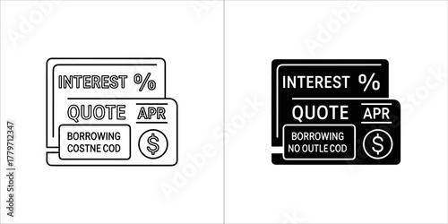 Interest rate quote icon set, borrowing cost