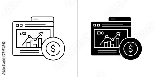Online stock trading glyph icon