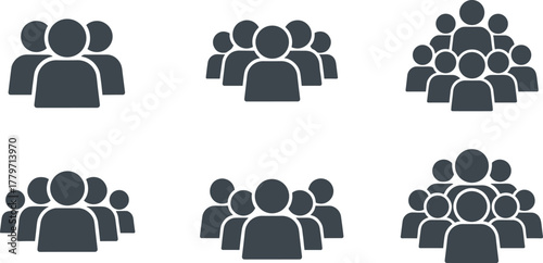 Group of people icons, crowd symbol silhouettes, community team illustration set, business teamwork, leadership, social network, organization, corporate staff concept vector