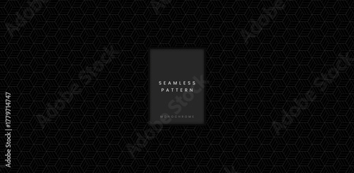 Geometric Dark Seamless Pattern with Overlapping Hexagonal Cubes