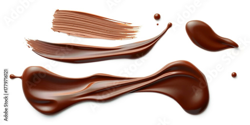 Swirls and splashes of rich dark chocolate on white