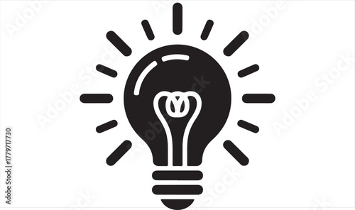 Black and white vector of light bulb for idea and inspiration concept