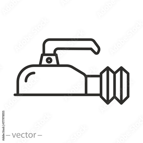 icon of trailer coupling for trailer on a car thin line vector illustration