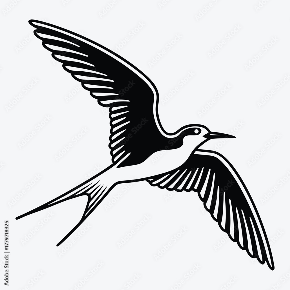 Fototapeta premium Tern line art White background illustration Generative Ai