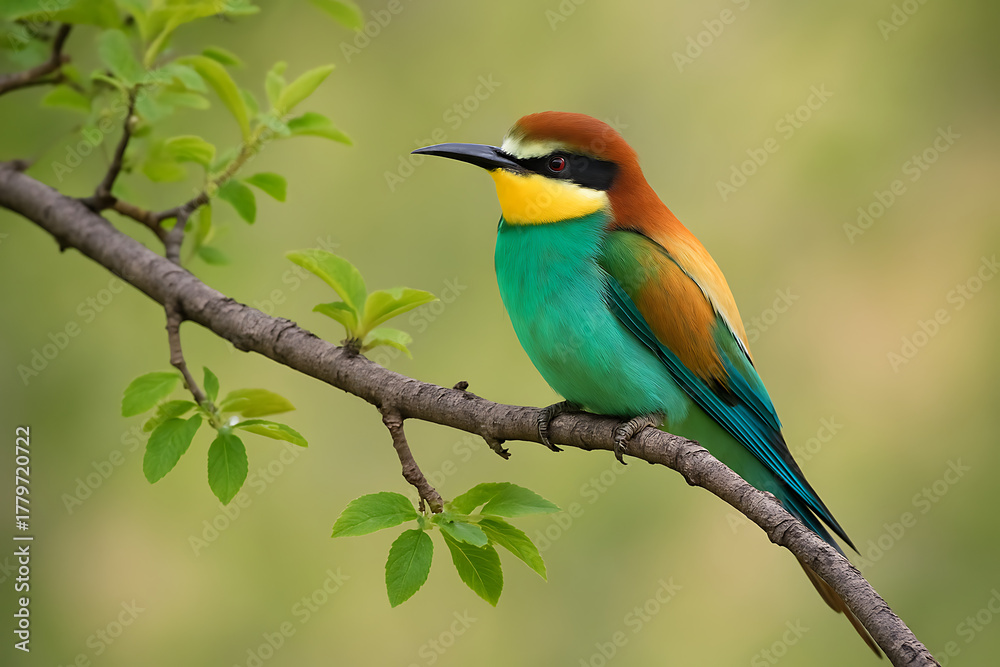 Fototapeta premium A beautiful bird sitting on a branch of tree