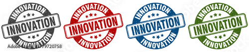 innovation stamp. innovation round stamp set isolated on white background