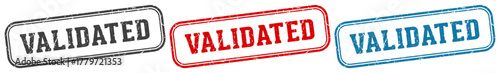 validated stamp. validated rectangular stamp set isolated on white background