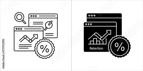 Website analytics and retention rate icon