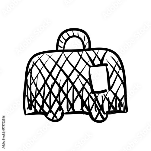 Travel luggage illustration a simple travel suitcase for trips and vacations with luggage tag