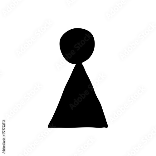 Simple Black Silhouette of a Pedestal or Abstract Figure on a White Background