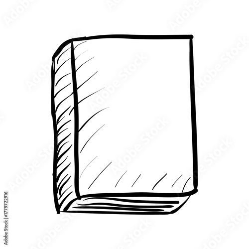 Hand-drawn sketch of a blank book, representing knowledge, learning, and information