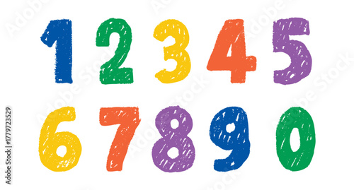Chalk drawing kids numbers hand drawn pencil textured