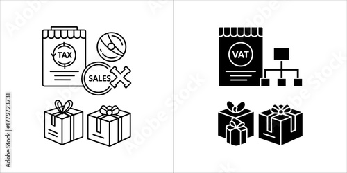 Tax and vat icons with gift boxes