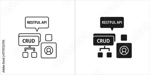 Restful api crud operations diagram with user icon