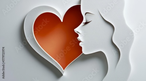 A creative art piece featuring a silhouette of a woman and a heart symbolizing love and connection.