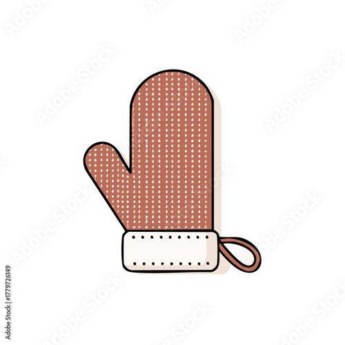 Knitted winter mitten with dots illustration Christmas hand warmer accessory