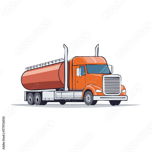 Orange fuel tanker truck illustration on a white background