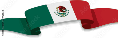 New abstract Mexico wavy flag ribbon with shadows. Mexican flag vector illustration isolated on white background
