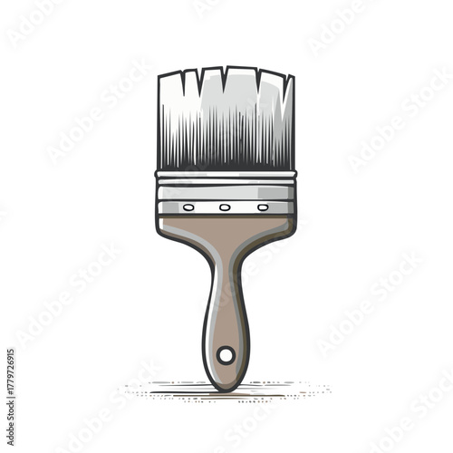 Vintage style illustration of a wide paintbrush tool for painting and house renovation projects