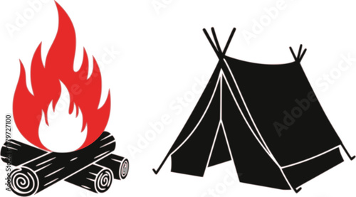 campfire vector at a campsite
