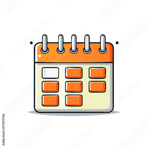 Simple orange and cream calendar icon with ring binding illustration schedule organizer symbol