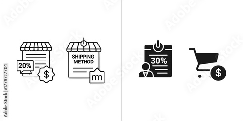 Ecommerce icon, online shopping and discount concept