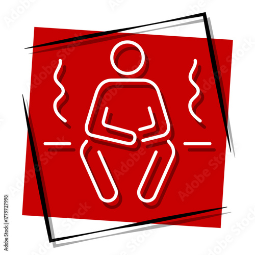 sauna, red banner in a frame. Vector illustration on a white background.