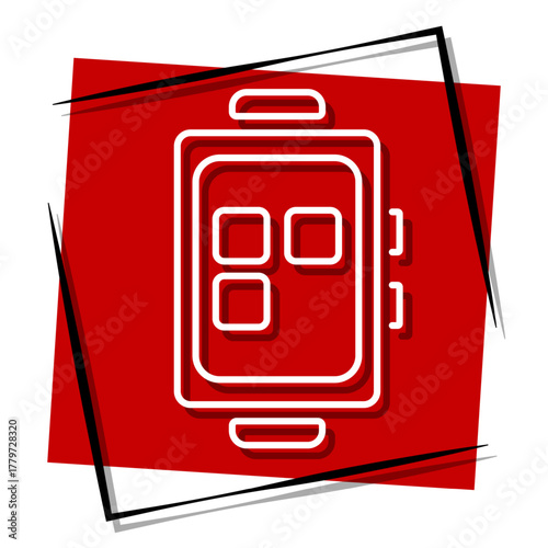 smart watch, red banner in a frame. Vector illustration on a white background.