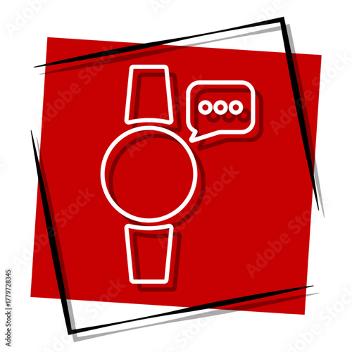 smart watch, red banner in a frame. Vector illustration on a white background.