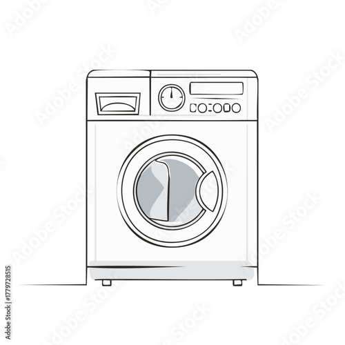 Front Loading Washing Machine Illustration Home Appliance Concept