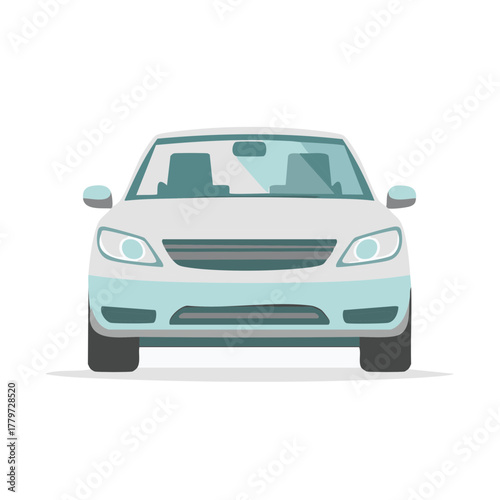 Clean Flat Design Car Front View Vector Illustration Modern Transportation Automobile