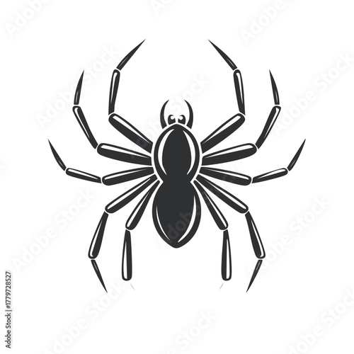 Black and White Spider Graphic with Eight Legs Insect Halloween Symbol