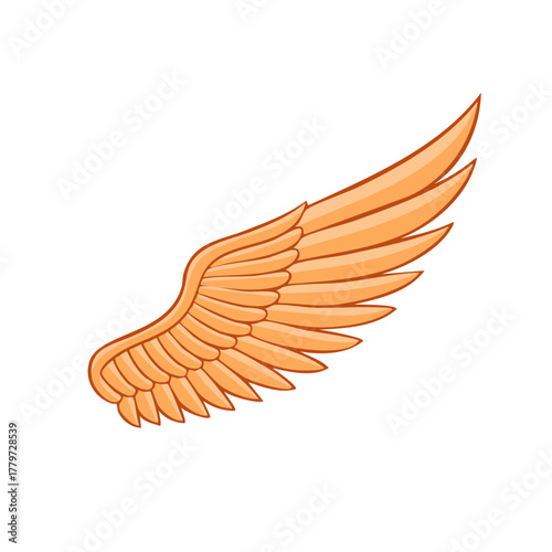 Vibrant orange gold feathered wing illustration symbolizing flight freedom success and aspiration