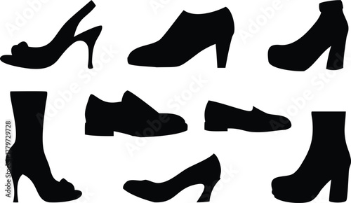 Assortment of Black Shoe Silhouettes