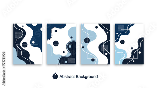 Abstract geometric shapes background set with blue and white color contrast and minimalist modern design elements 
