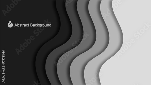 Abstract layered grayscale wave pattern background with smooth curves for modern design and decoration purposes 