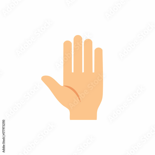 Stylized human hand with open palm displaying stop gesture or indicating the number five