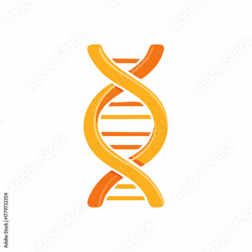 Stylized Double Helix DNA Strand Illustration in Orange and Yellow Colors